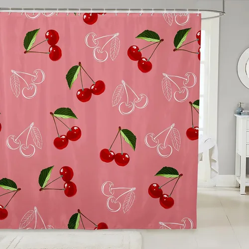 Miniatura 17 de Cortina de ducha de frutas y sandía, juego de cortina de ducha para niños y adultos, bonita cortina de baño de papaya, limón, pitaya, caricaturas