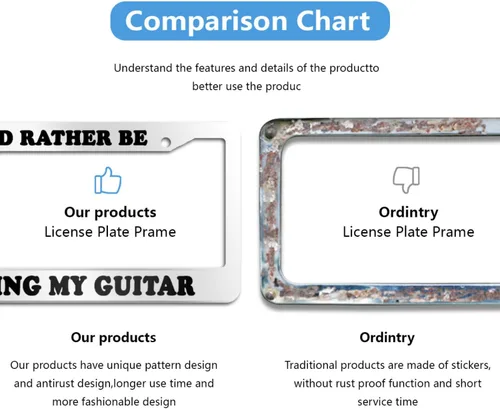 Miniatura 4 de Placa de matrícula con texto en inglés "I'd Rather BE Playing My Guitar", placa frontal para automóvil, 12 x 6 pulgadas