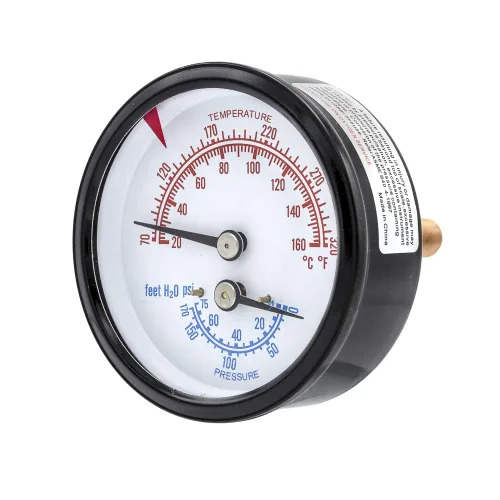 Miniatura 4 de PIC Gauges TRI-RC-254R1.75-D Tridicador comercial, caja de acero negro, internos de bronce, lente de plástico con indicador rojo, esfera de 2.5