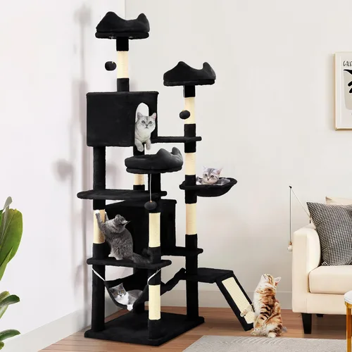 Miniatura 14 de YITAHOME - Torre de árbol para gatos de 70.8 pulgadas para gatos de interior: condominio de casa de juegos para mascotas de varios niveles, muebles