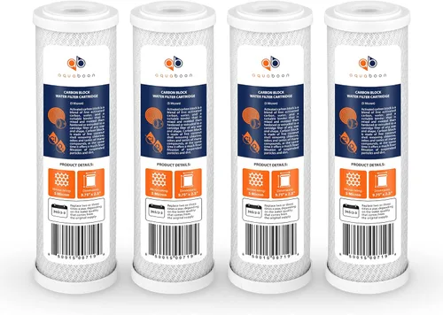 Aquaboon Cartucho de filtro de agua de bloque de carbono de 5 micrones, 10 x 2.5 CTO repuesto de filtro de agua para toda la casa compatible con