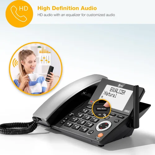 Miniatura 12 de AT&T DECT 6.0 Teléfono doméstico con cable/inalámbrico con 2 auriculares y contestador automático, bloqueador inteligente de llamadas, identificador