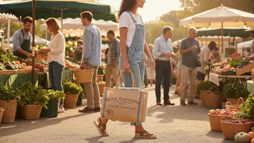 Miniatura 9 de Bolsa de mano de yute KAF Home para el mercado con asas, Talla única