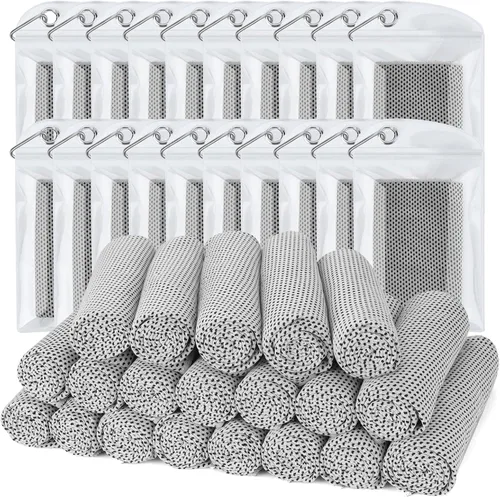 Toalla de enfriamiento (paquete de 20, 40 x 12 pulgadas) con bolsas para deportes, entrenamiento, fitness, gimnasio, yoga, golf, pilates, viajes,