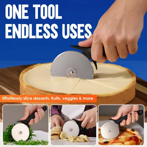Miniatura 5 de Cortador de Pizza KitchenStar - Cuchillo de corte de acero inoxidable 304 con hoja súper afilada, mecanismo de eje anti-vacilación, mango ergonómico
