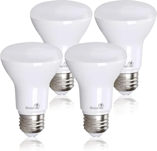 Bioluz LED Paquete de 4 Bombillas LED BR20 Luz de Inundación Interior R20 Regulables Alto CRI 2700K Blanco Cálido, Equivalente a 50 Vatios Usa 7W,