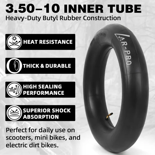 Miniatura 33 de AR-PRO (Paquete de 2) Tubos interiores de repuesto para bicicleta de tierra 2.50/2.75-10, resistente con vástago de válvula curvado TR-87