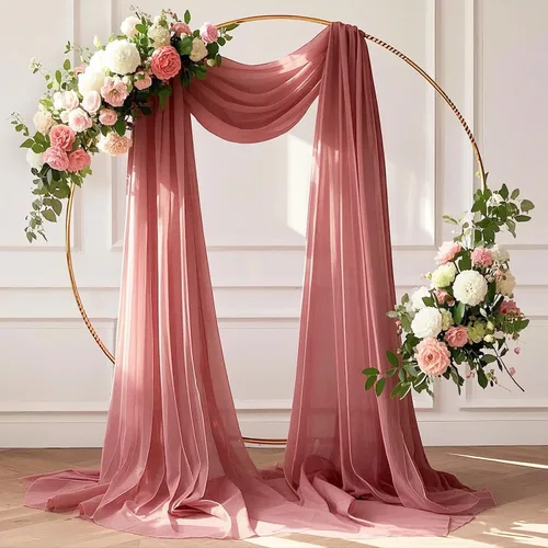 Miniatura 5 de Tela de Drapeado para Arco de Boda Rosa Empolvado Cortinas de Techo 1 Panel Tela de Gasa Cortinaje Cortinas de Boda para Techo Cortina Transparente