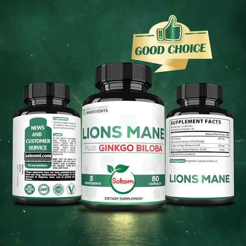 Miniatura 6 de Satoomi Suplemento de melena de león con ginkgo biloba, 60 cápsulas, extra fuerte para una mente reparadora, salud cerebral, sistema inmunológico