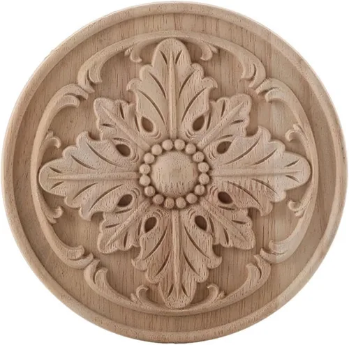Aplique de esquina tallada en madera para muebles del hogar, puerta, gabinete, decoración sin pintar, muebles tallados apliques onlays (4.8 x 7.9 12