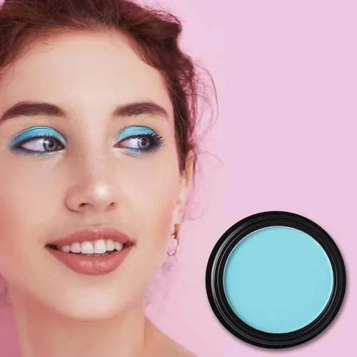 Miniatura 3 de MEICOLY Sombra de ojos azul claro, sombra de ojos mate en polvo prensado turquesa intensa, sombra azul turquesa para Halloween, maquillaje pitufo