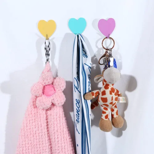 Miniatura 6 de Gancho de pared autoadhesivo en forma de corazón, gancho para puerta, ganchos decorativos fuertes de acero inoxidable para cocina y baño