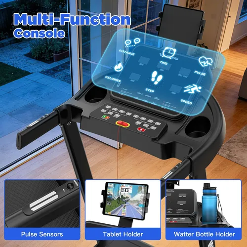 Miniatura 3 de 3.5HP Folding Treadmill Auto Incline, 300lbs, 8MPH, 17" Belt,64 Programs