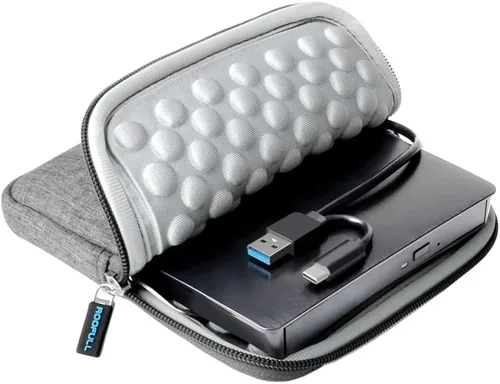 ROOFULL Unidad externa de CD DVD USB 3.0 y USB-C con estuche de transporte, portátil USB ROM +/-RW unidad de disco óptico reproductor quemador para