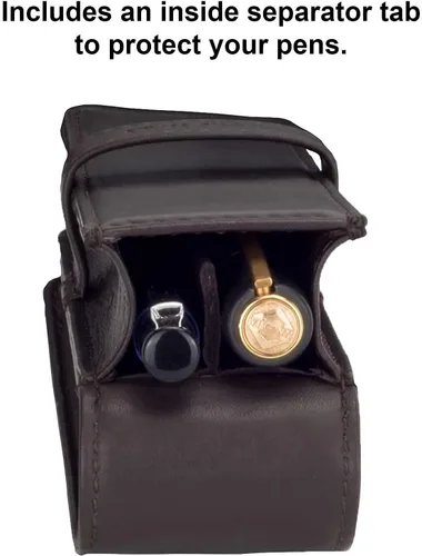 Miniatura 8 de DiLoro Estuche doble de cuero para lápices para dos bolígrafos y lápices (negro)