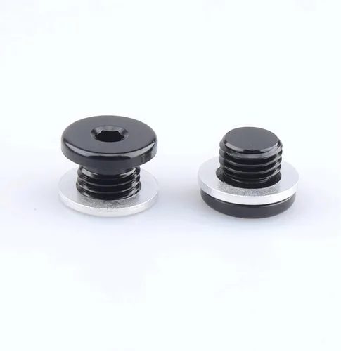 Miniatura 8 de AC PERFORMANCE Enchufe de puerto métrico de aluminio M10 x 1.0 negro de perfil bajo con tapón hexagonal y arandela de aluminio