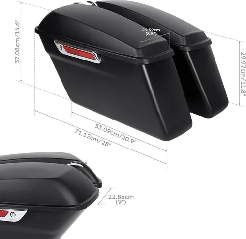 Miniatura 2 de Alforjas duras de color negro mate para Harley Touring FLT, FLHT, FLHTCU, FLHRC, Road King, Road Glide, Street Glide, Electra Glide, Ultra-Classic