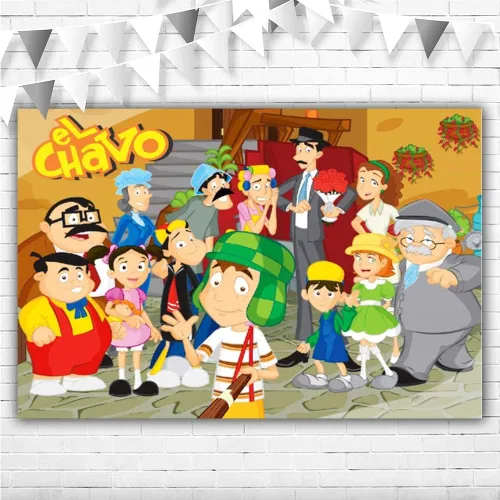 RURU El Chavo Del Ocho - Suministros de fiesta de vinilo de 5 x 3 pulgadas, telón de fondo animado de El Chavo del Ocho Chago para decoración de
