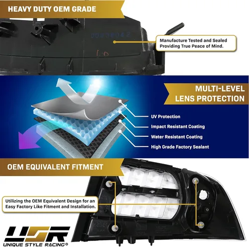 Miniatura 8 de USR DEPO 3G TL Luces traseras - Carcasa trasera de lámparas de estilo JDM en negro (izquierda + derecha) Compatible con 2004-2008 Acura TL todos