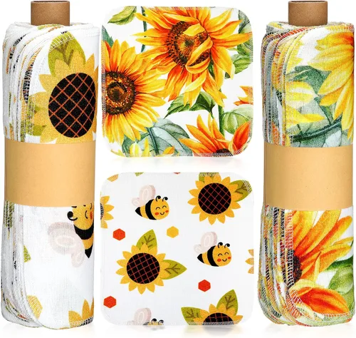 Miniatura 12 de Redbaker 50 piezas de toallas de papel reutilizables, paños de algodón reutilizables sin papel, toallas de papel absorbentes lavables