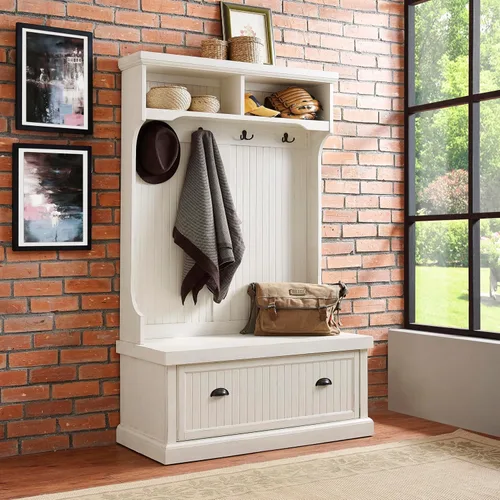 Miniatura 4 de Crosley Furniture - Hall Tree- Mueble para pasillo, Madera, Blanco gastado