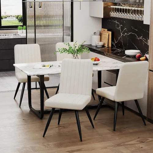 Miniatura 3 de Alunaune Juego de 2 sillas de comedor modernas de terciopelo, sillas de comedor tapizadas para cocina, sillas de ocio sin brazos de mediados