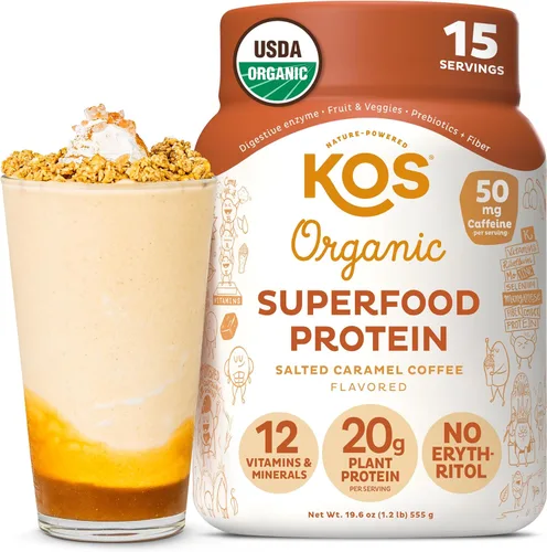 Miniatura 21 de KOS Proteína en polvo a base de plantas, muffin de arándano - Superalimento de proteína de guisantes orgánico con mezcla de espirulina y apoyo