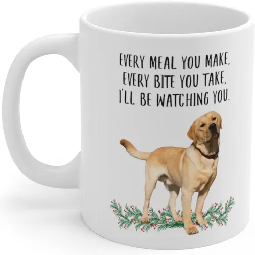 Divertidos regalos amarillos de Labrador Retriever para mujeres, Día de la Madre 2025 Every Meal You Make Every Bite You Take Taza de café, taza de