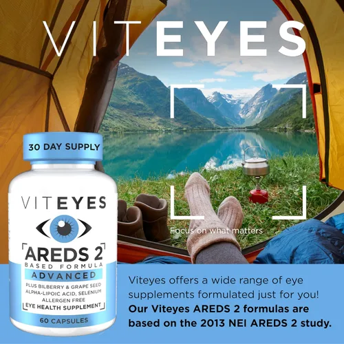 Miniatura 2 de Viteyes AREDS 2 Soporte macular avanzado con arándano, semilla de uva, luteína FLORAGLO, selenio, vitamina E natural, libre de alérgenos, vitaminas