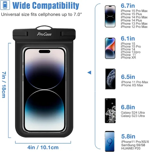 Miniatura 2 de ProCase Paquete de 2 fundas impermeables para teléfono, bolsa seca universal subacuática de 7 pulgadas para iPhone 17 Air 16 15 14 13 Pro Plus Max
