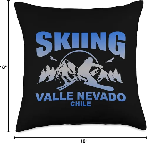 Miniatura 4 de Skiing Valle Nevado by Vertical Blue Designs Freeride Skiing Valle Nevado Chile - Almohada (16 x 16 pulgadas), multicolor