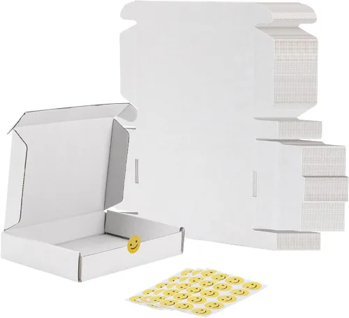 Miniatura 29 de RLAVBL Juego de 25 cajas de envío de 10 x 8 x 3, caja de cartón corrugado blanca para embalaje, correo, negocios Blanco