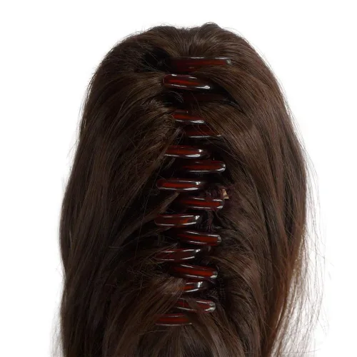 Miniatura 4 de Remeehi Extensiones de cabello humano 100% real, cola de caballo, extensiones de cabello lacio con clip de garra, 15 pulgadas