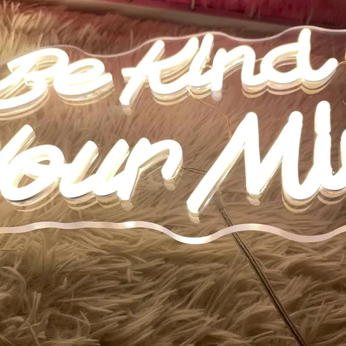 Miniatura 6 de Letrero de neón "Be Kind to Your Mind" luces de neón regulables LED para decoración de pared, palabras de aliento de neón USB, letreros de neón