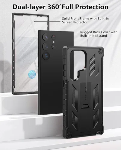 Miniatura 9 de FNTCASE Funda para Samsung Galaxy S23-Ultra: protección de grado militar a prueba de caídas cubierta móvil con soporte TPU resistente a prueba