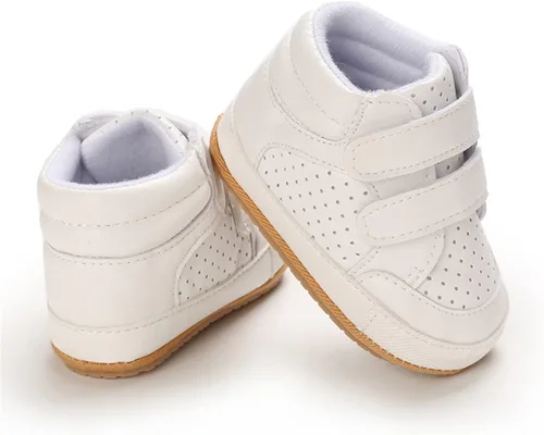 Miniatura 5 de E-FAK Zapatos de bebé para niños y niñas, zapatillas para bebés, suela de goma antideslizante, zapatos de cuna para primeros pasos de niños pequeños