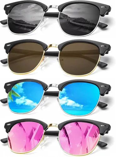 Miniatura 9 de KALIYADI - Gafas de sol polarizadas para hombres y mujeres unisex, marco semirretráctil, estilo retro, para conducir, con bloqueo UV