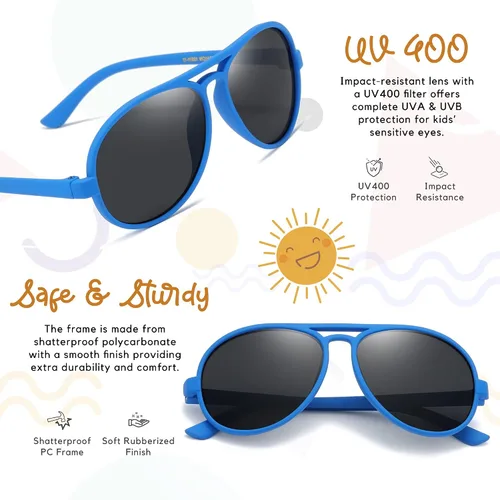 Miniatura 3 de Lentes de sol aviadores con protección UV400 para bebés y niños de 0 a 4 años