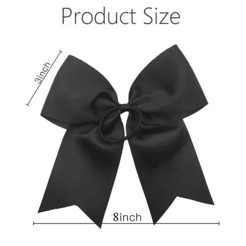 Miniatura 4 de 20 lazos negros grandes de 8 pulgadas para niñas, cinta de grogrén hecha a mano, accesorios para el cabello para adolescentes, niñas, sóftbol