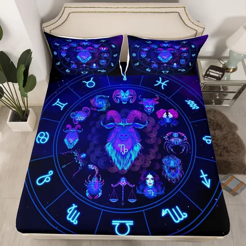 Miniatura 11 de Erosebridal Piscis - Juego de sábanas bajeras tamaño individual, diseño de constelación 3D, juego de sábanas moradas de galaxia para niños, jóvenes