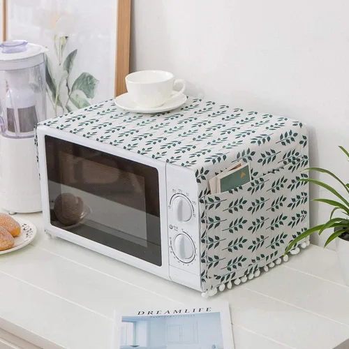 Miniatura 4 de AKOAK 1 paquete de 11.81 x 35.43 pulgadas, cubierta antipolvo para microondas y cocina para el hogar, funda de horno de lino y algodón con bolsa