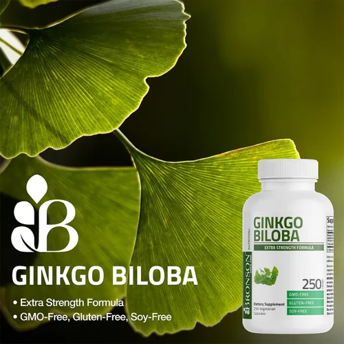 Miniatura 3 de Bronson Ginkgo Biloba Extra Strength Apoya la función cerebral y soporte de memoria, 250 cápsulas vegetarianas