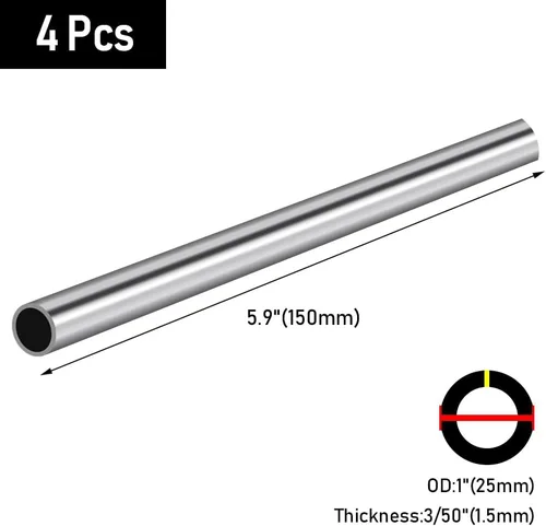 Miniatura 2 de Eoiips Tubo de Acero Inoxidable 304 de 1" OD, Tubería Sin Costura de Acero Inoxidable 304 Engrosada Tubo de Metal Redondo, Tubo Recto de Metal