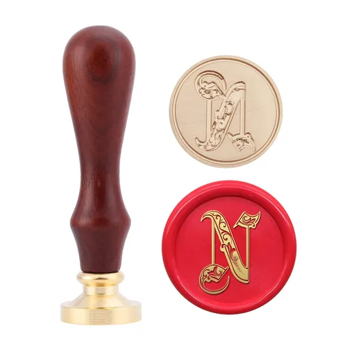 Miniatura 17 de Yoption Sello de cera del alfabeto gótico vintage, sello de cera, sello de cera para tarjeta de Acción de Gracias, sobre, envoltura de regalos