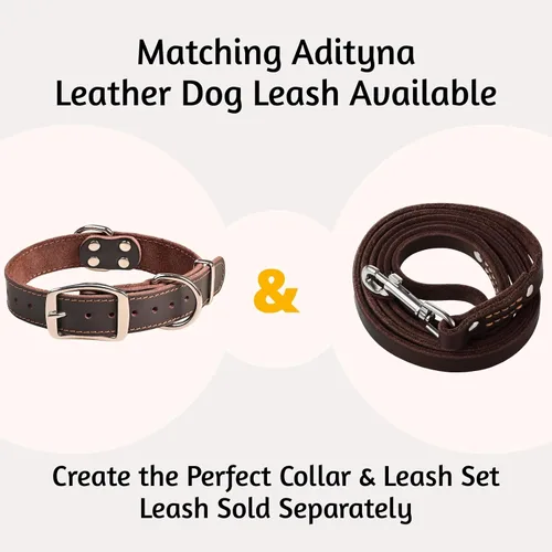 Miniatura 8 de ADITYNA Collar de Cuero Resistente para Perros Medianos - Collar Suave y Fuerte para Caminar, Entrenar, Senderismo y Correr