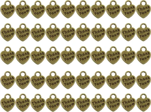 Shapenty Dijes de corazón de agradecimiento de doble cara para aretes, pulsera, collar, colgante, llavero, fabricación de joyas, botella de vidrio,
