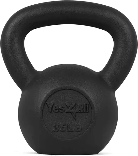 Miniatura 19 de Yes4All Pesa rusa de hierro fundido, pesas rusas para entrenamiento de fuerza 5-80 libras (5, 10, 15, 20, 25, 30, 35, 40, 45, 50, 60, 70, 80 libras)