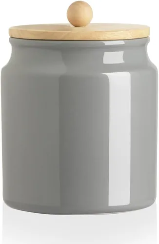 Miniatura 8 de Sweejar - Recipientes de cerámica para cocina, tarro de almacenamiento de alimentos de porcelana con tapa hermética de madera, recipiente