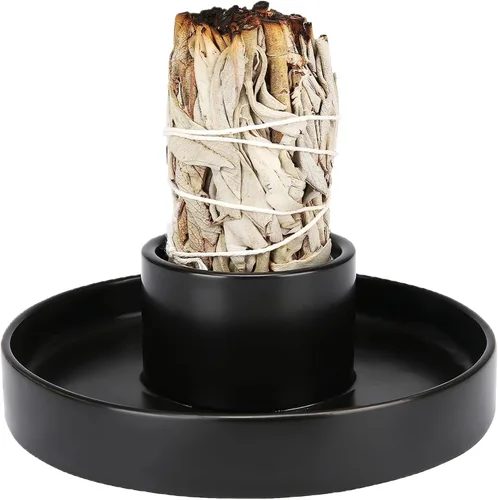 Soporte de salvia – Diámetro del agujero del soporte de 1.6 pulgadas – Soporte de incienso de cerámica, cuenco para manchas, soporte de salvia para