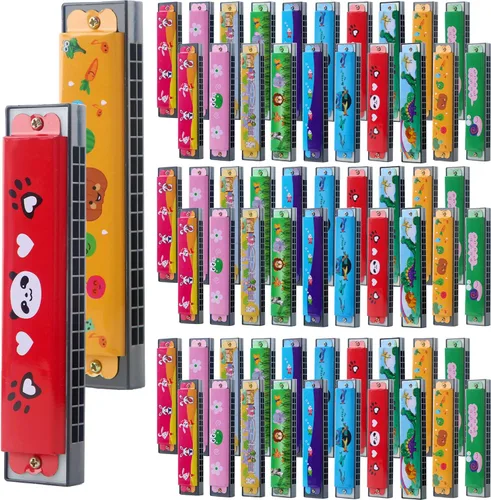 12 piezas de armónica de juguete para niños, armónica de dibujos animados, 16 agujeros, instrumento musical, armónicas para niños y niñas,